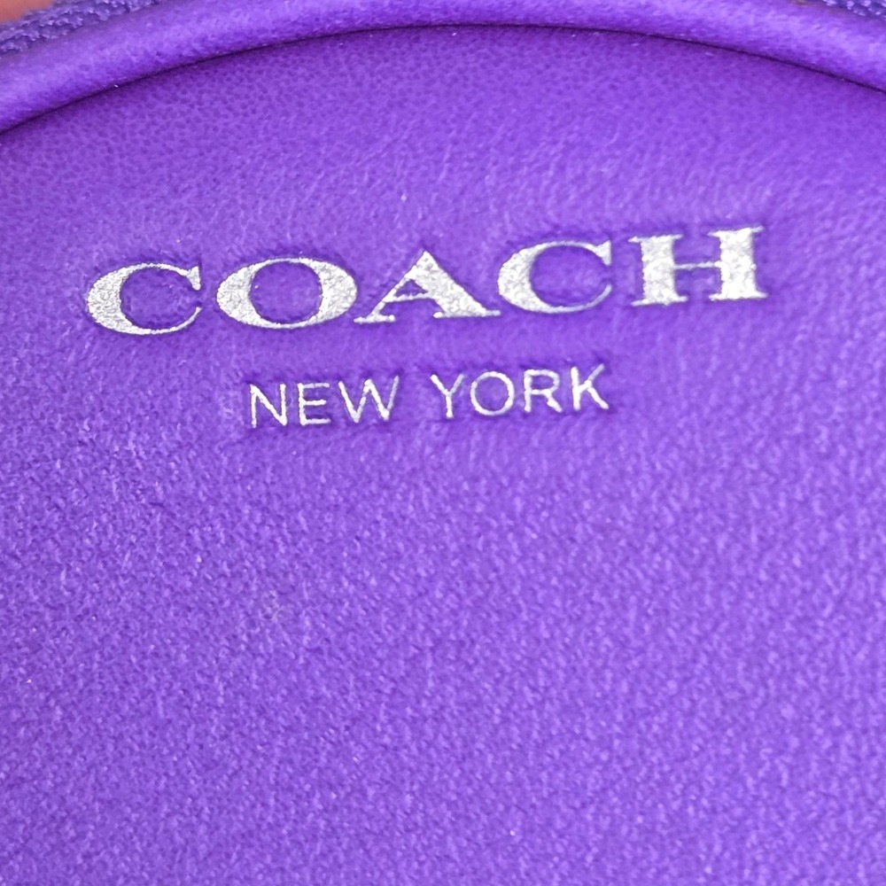 Coach Purple Round Coin Purse Pouch‎ Zippered Pouch Organizer - Picture 3 of 10